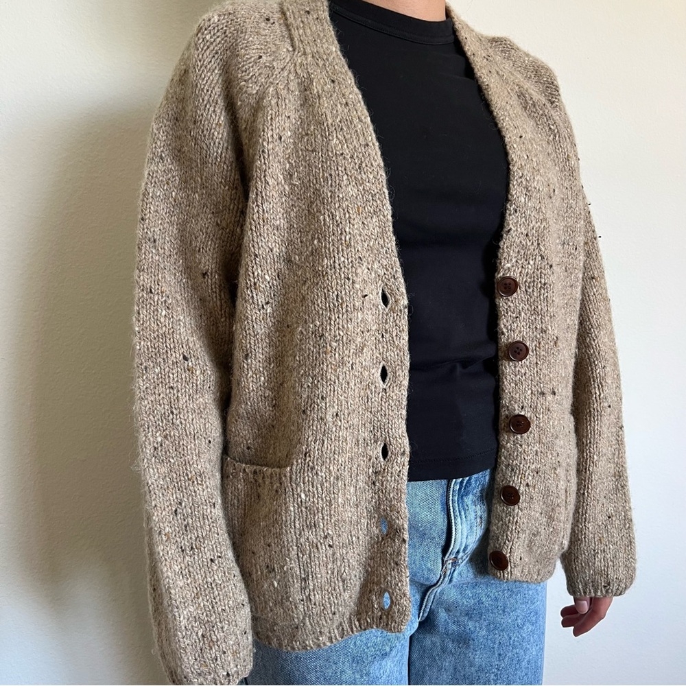 Wool Beige Cardigan Sweater